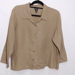 Eileen Fisher 100% Organic Linen Button Down Shirt